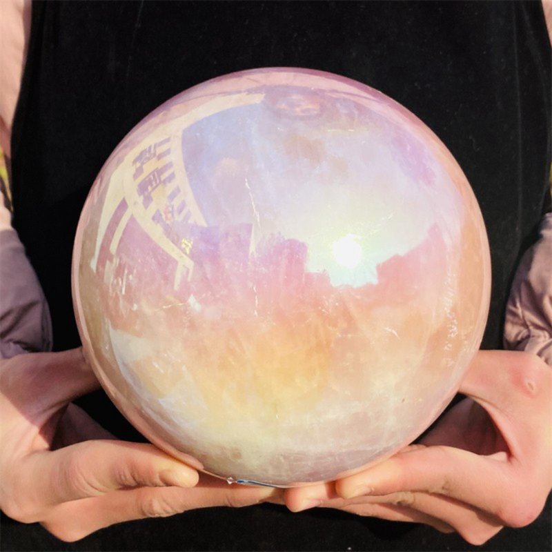 5510g Rose Crystal Ball Treasure electroplated Powder Healing Sphere