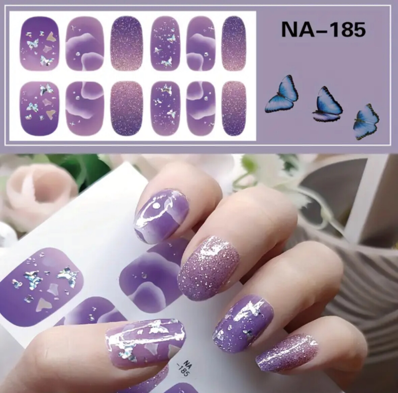 24pcs Press On False Finger Nails Fake Nails Glittered Solid Colours 52 Options
