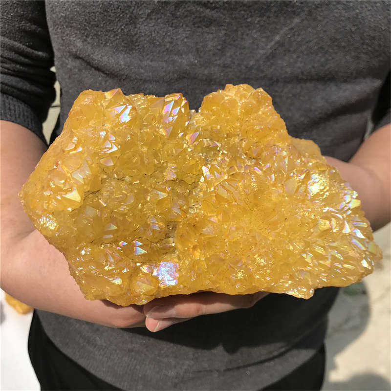 1.26kg Electroplate Rainbow cluster quartz crystal mineral specimen reiki healin