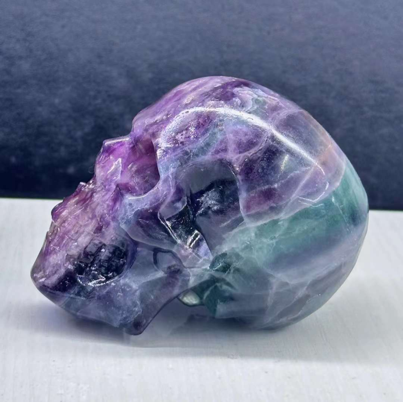Natural Big skull of colorful fluorite quartz crystal Random 1PC