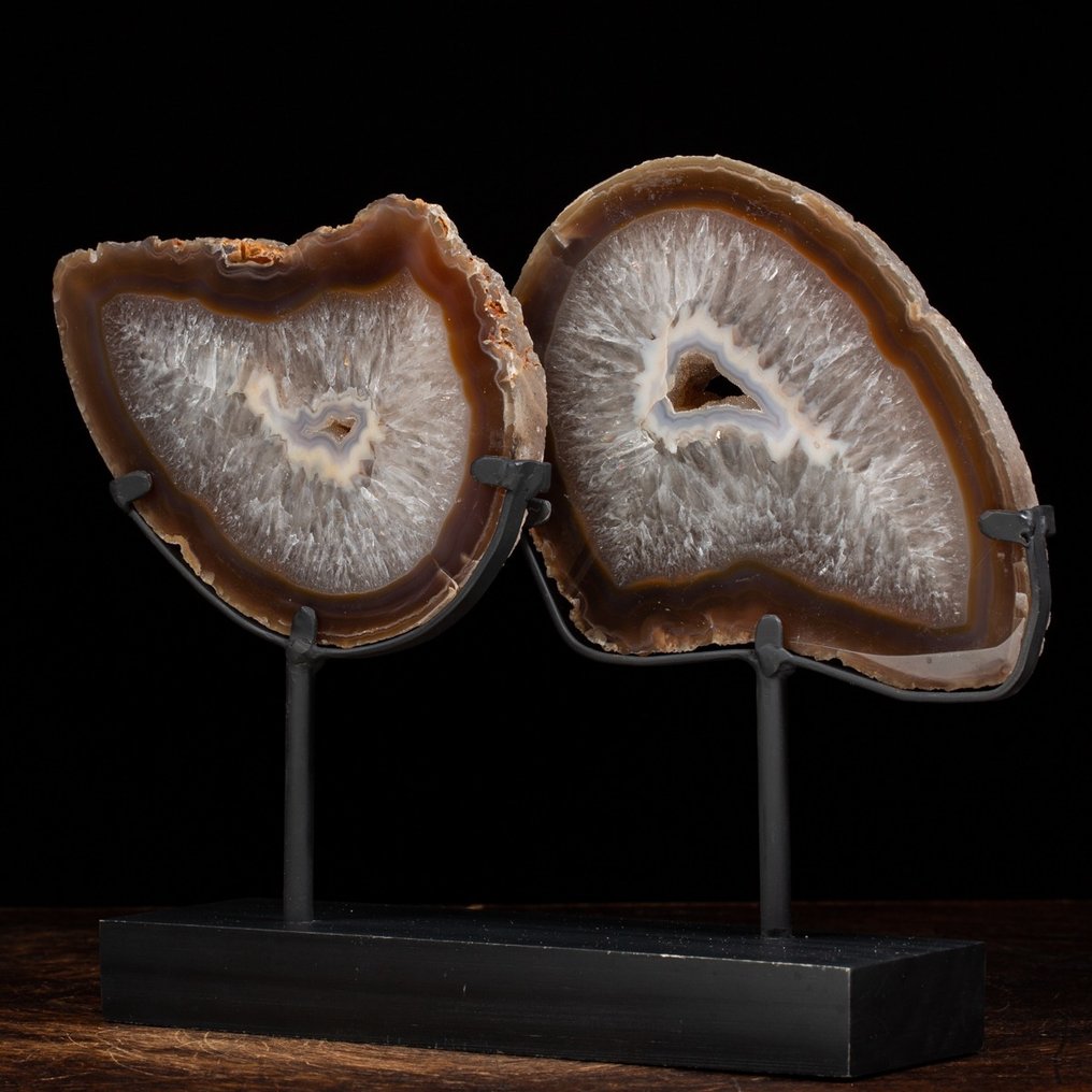 Decorative Brown Agate Slice on Custom Base - Height: 280 mm - Width: 360 mm- 2845 g
