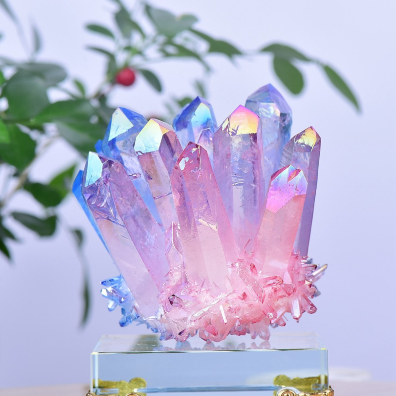 1.17LB Electroplated Color Crystal Cluster Crystal Mineral Reiki Healing