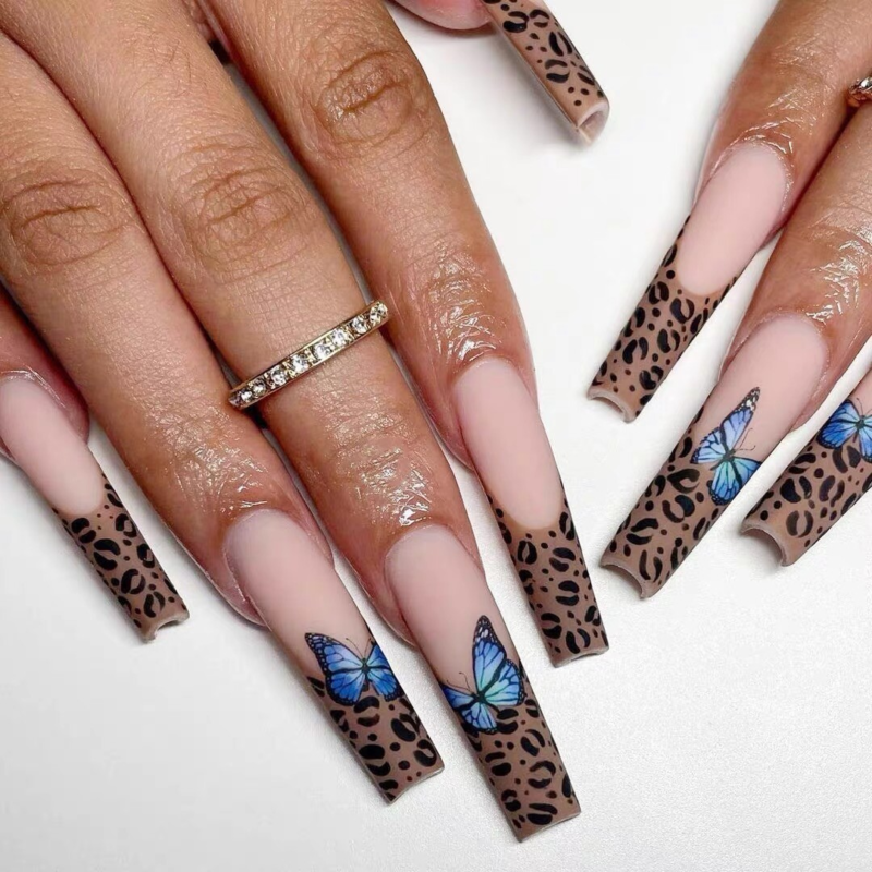 Handmade Press on nails coffin/square/almond long length summer theme