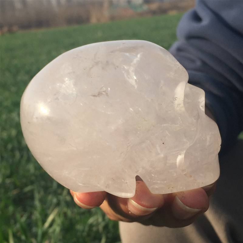0.46kg Natural clear quartz skull carved Quartz Crystal skull Healing