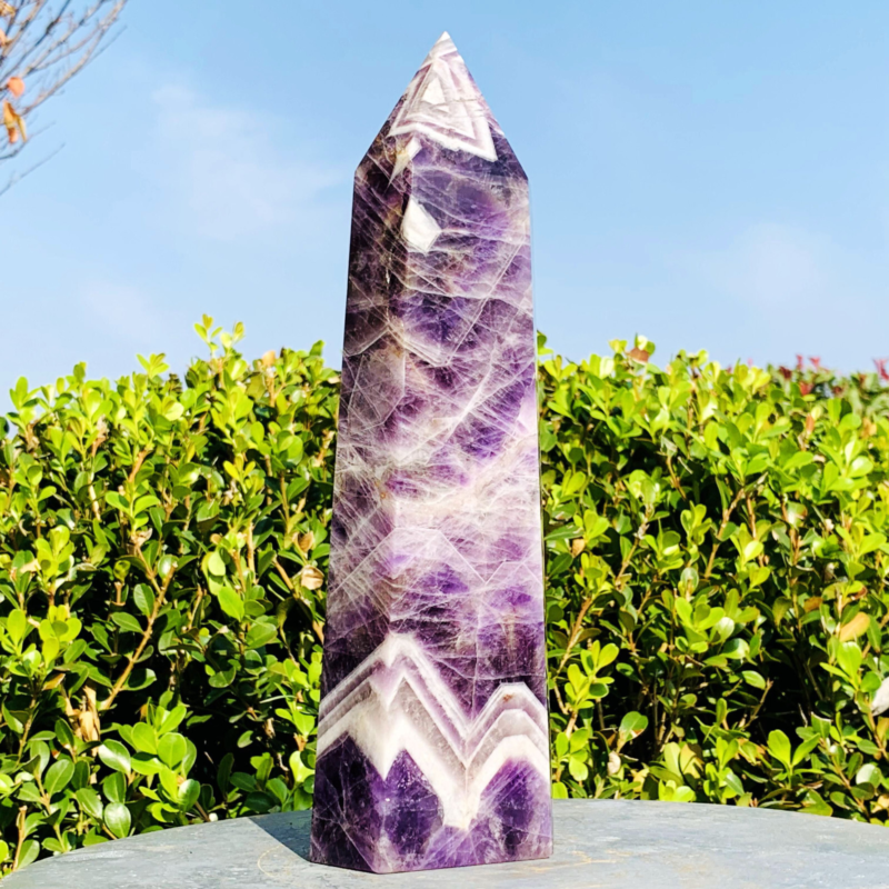 4.26LB Natural Dream Amethyst Quartz Crystal Obelisk Wand Point Healing Stone