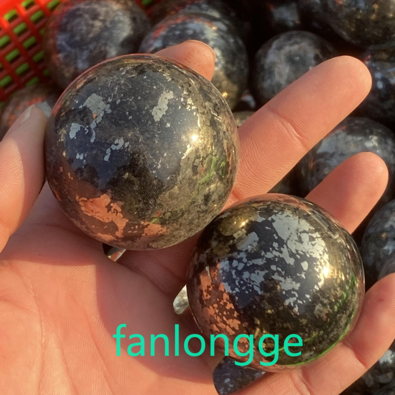 1pc Natural Chalcopyrite Carved sphere quartz crystal Ball Reiki Healing 40mm+