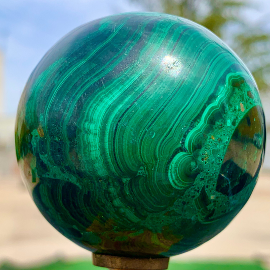 360G Natural malachite egg quartzcrystal energy ball reiki healing