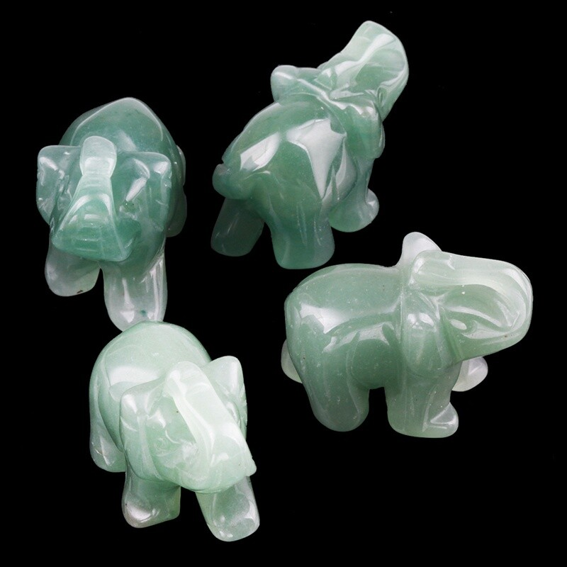 Natural Quartz Crystal Skull Carved Elephant Healing Gemstone Animal Sculpture