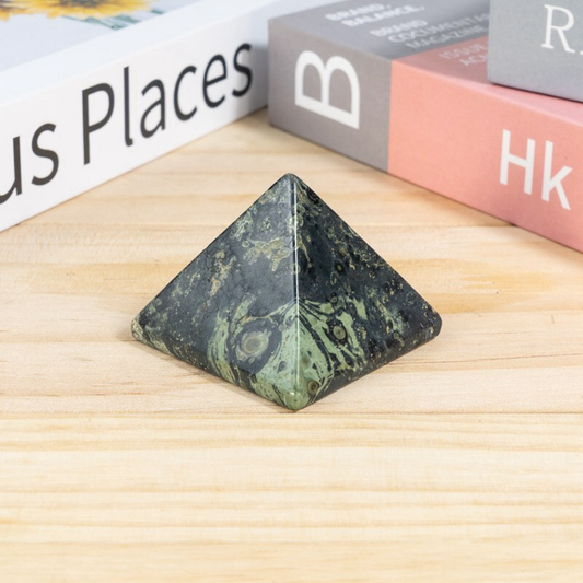 Natural Malachite Stone Peacock Eye Pyramid Quartz Crystal Gems Healing Tower