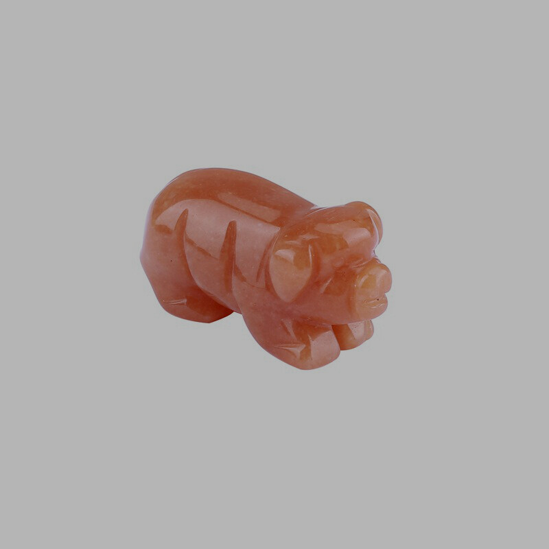 Raw Natural Quartz Crystal Skull Carved Pig Wild Boar Piggy Animal Healing Stone