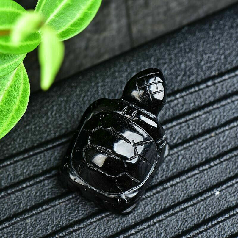 1.5" Top Natural obsidian Quartz hand carved Crystal tortoise reiki healing .1pc