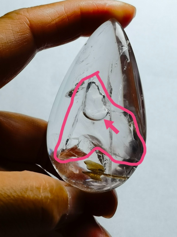 Tibetan Manifestor Crystal Oval 1 Big Visible Moving Bubble Enhydro  2.44 in