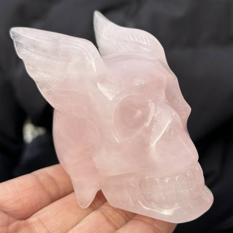 0.3kg Natural rose quartz skull carved Quartz Crystal skull Energy Healing