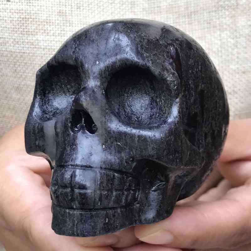 0.46Kg Natural black jade quartz skull carved Quartz Crystal skull Healing