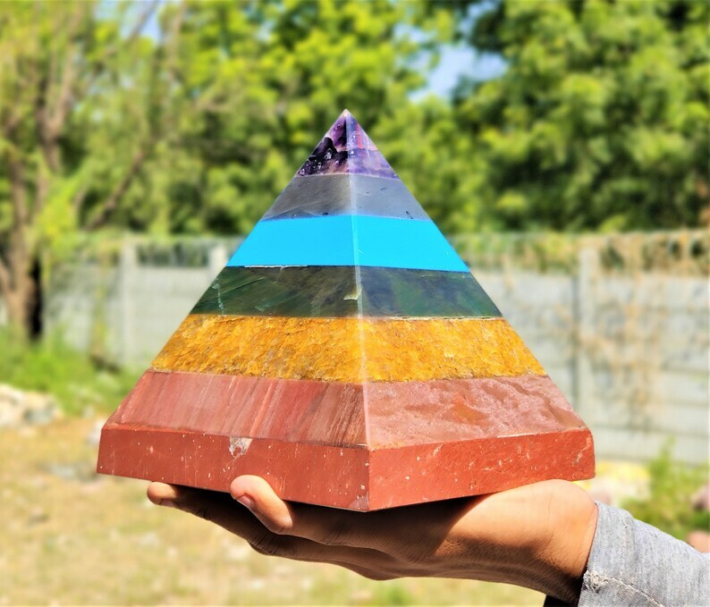 Large 180MM Seven Chakra Pyramid for Energy Balance And Healing 7 Seven Chakra