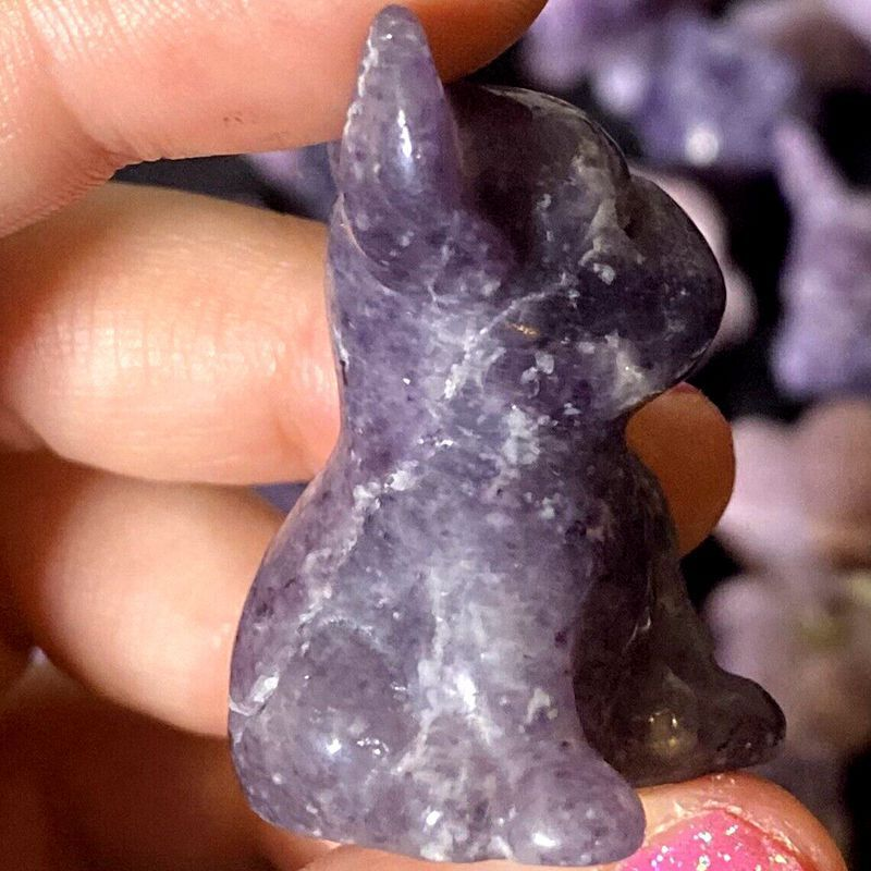 Natural Quartz Crystal Carved Rough Stone French Bulldog Healing Animal Decor