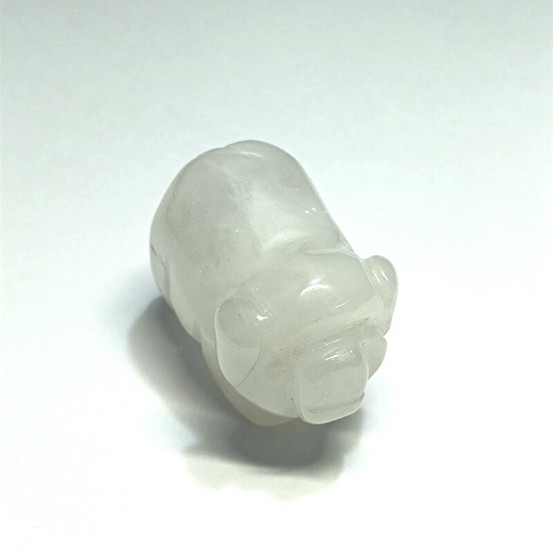 Raw Natural Quartz Crystal Skull Carved Pig Wild Boar Piggy Animal Healing Stone