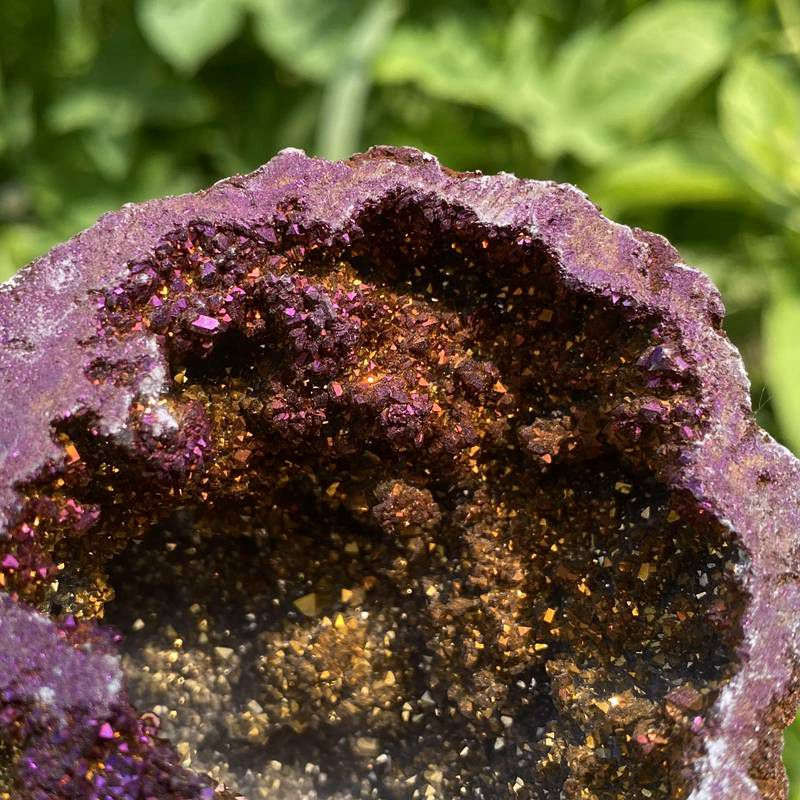 170g Electroplating color Natural Crystal Agate cave ornaments crystal cluster q