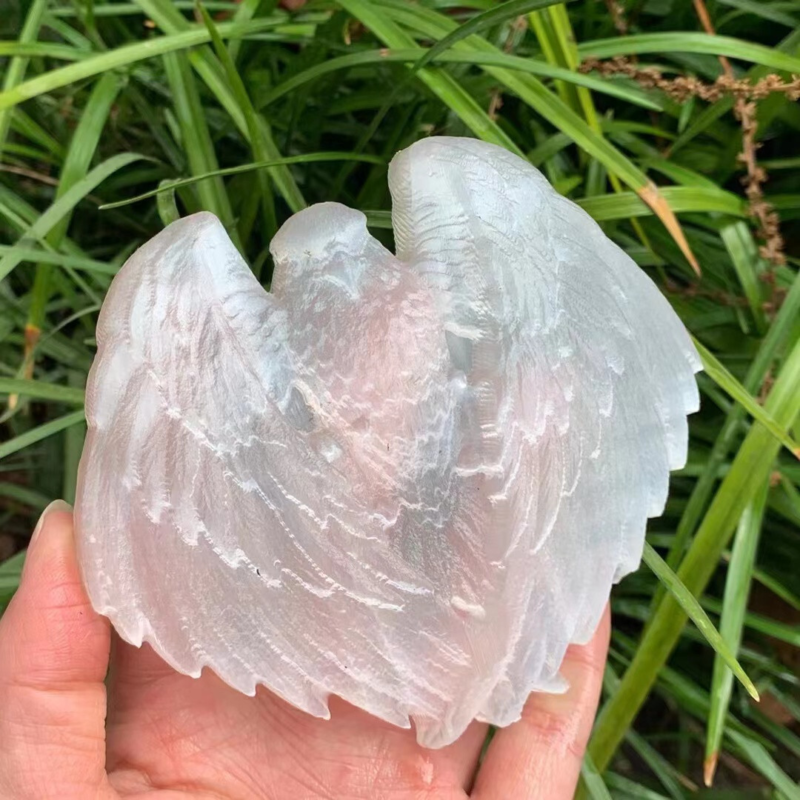1PC gypsum eagle skull quartz crystal carved skull Reiki healing gem  decor