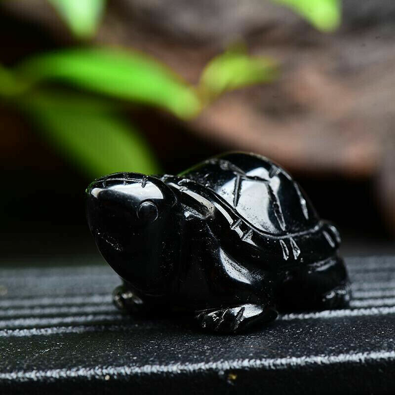 1.5" Top Natural obsidian Quartz hand carved Crystal tortoise reiki healing .1pc
