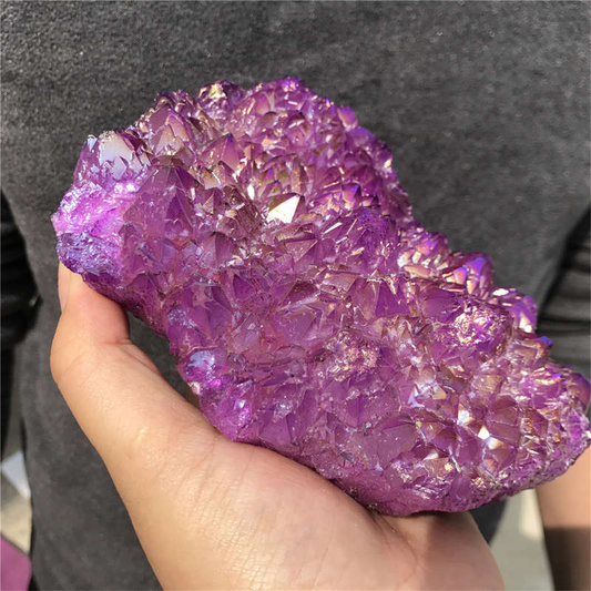 1.18kg Electroplate Rainbow cluster quartz crystal mineral specimen reiki healin