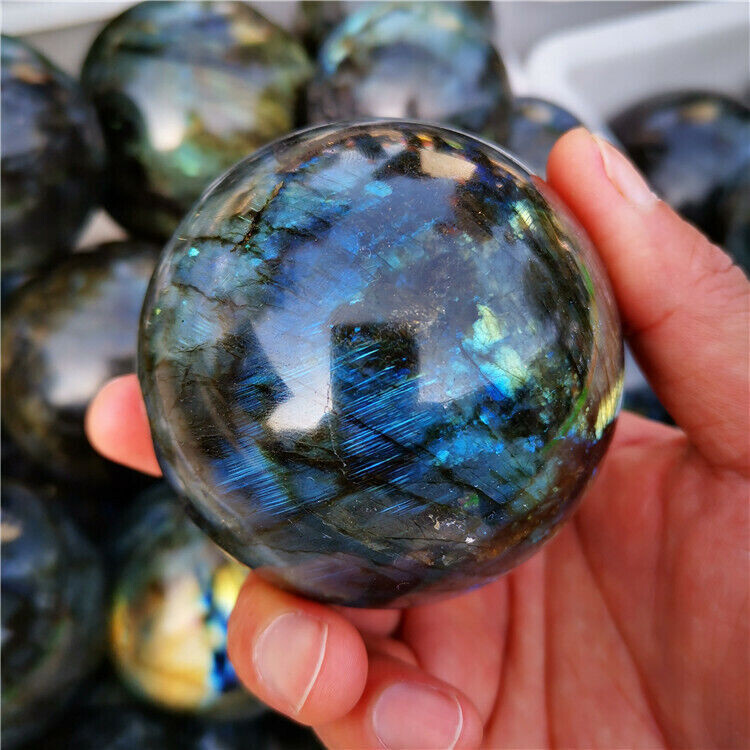 TOP 60mm+Natural rainbow labradorite sphere  quartz crystal ball gem healing 1PC