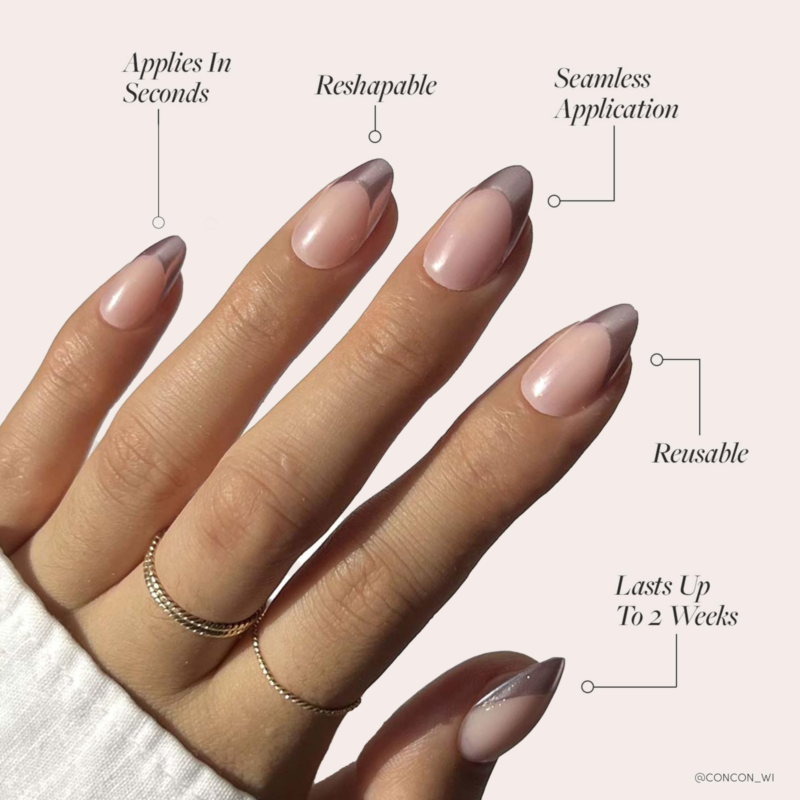 Glamnetic Press On Nails - Rock Candy | Trendy Short Almond Nails with Metall...