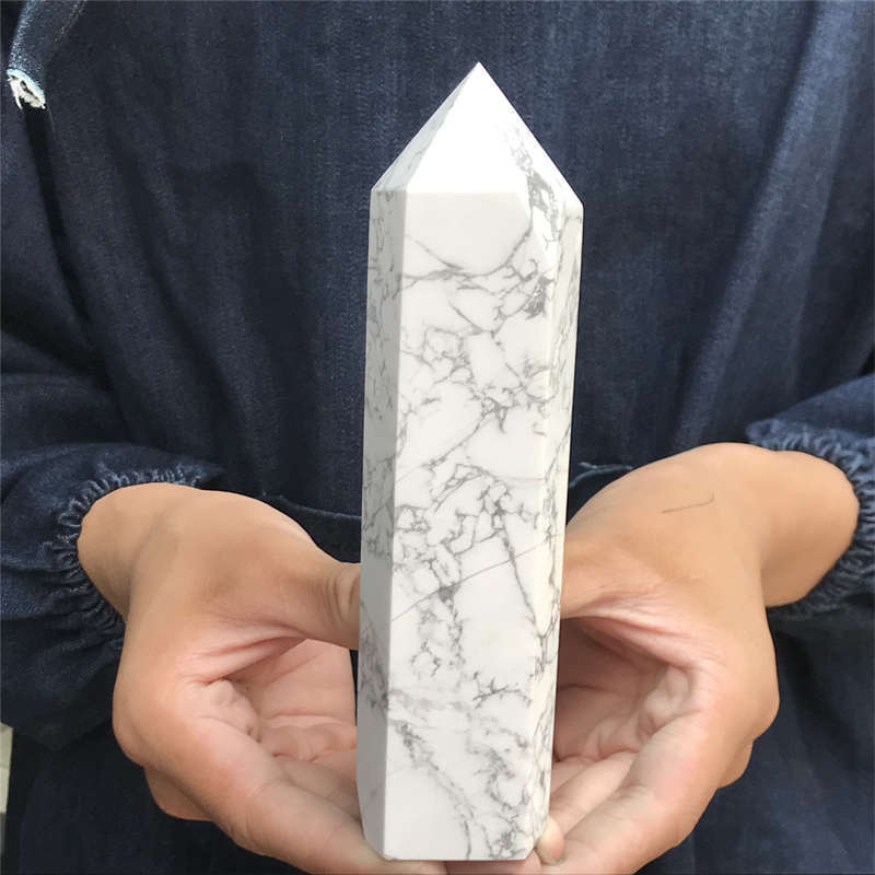 590g Howlite Obelisk Quartz Crystal Wand Point Tower Decor Healing Gem
