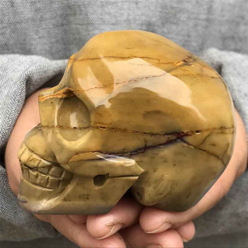 0.41kg Natural Mookite Jasper skull carved Quartz Crystal skull Healing