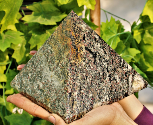 Huge 17cm Red Ruby Spinel Matrix Crystal Healing Energy Gemstone Decor Pyramid
