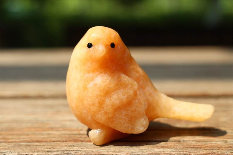 2.4" Natural Sunstone Carved bird Reiki Creative Crystal Skull decor gift 1pc