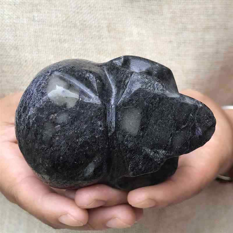 0.55Kg Natural black jade quartz skull carved Quartz Crystal skull Healing