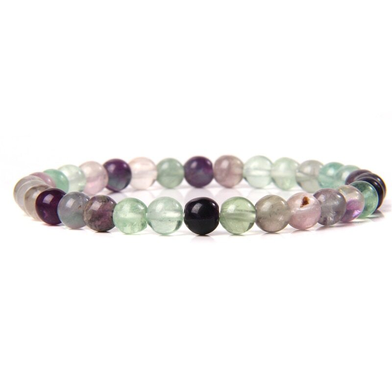 Handmade Natural 6mm Crystal Agates Stretch Bracelet for Women Men Jewelry Gifts