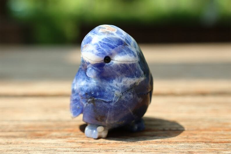 2.4" Natural Sodalite Carved bird Reiki Creative Crystal Skull decor gift 1pc