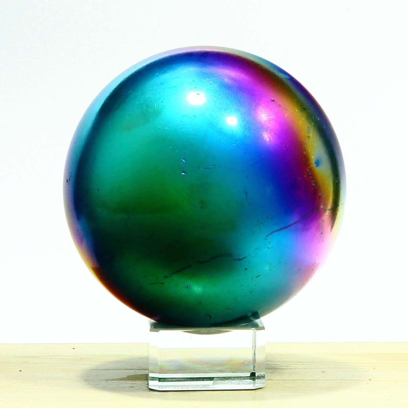 838g Natural Crystal Electroplated Rainbow Crystal Ball Quartz Sphere Healing