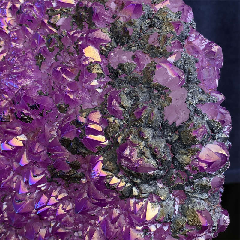 1.55kg Electroplate Rainbow cluster quartz crystal mineral specimen reiki healin