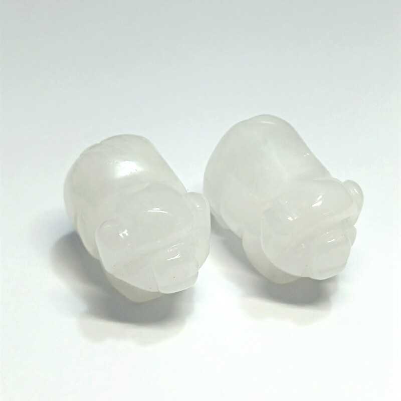 Raw Natural Quartz Crystal Skull Carved Pig Wild Boar Piggy Animal Healing Stone