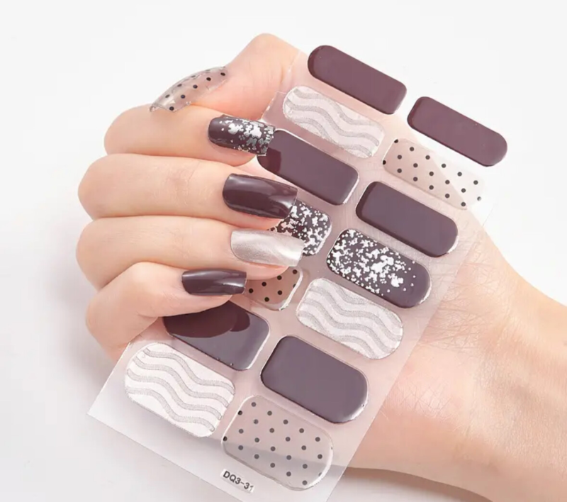 24pcs Press On False Finger Nails Fake Nails Glittered Solid Colours 52 Options