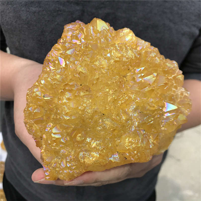 1.16kg Electroplate Rainbow cluster quartz crystal mineral specimen reiki healin