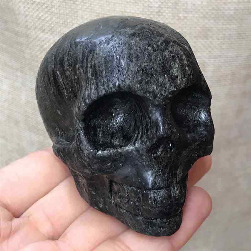0.39kg Natural black jade quartz skull carved Quartz Crystal skull Healing