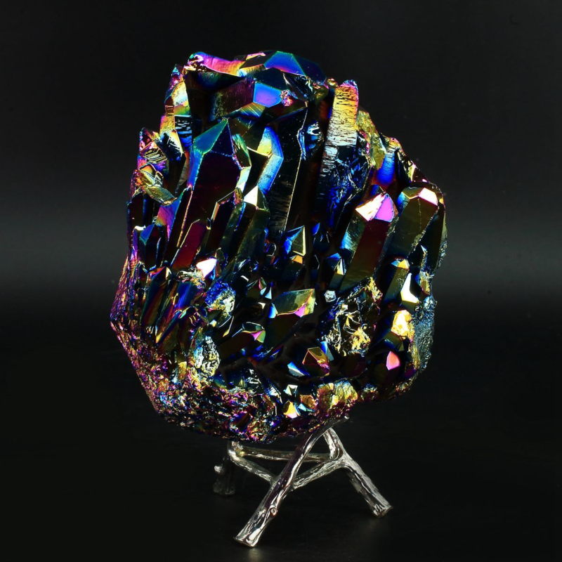 1058g Colourful Crystal Cluster Quartz Mineral Specimen Decoration Electroplate