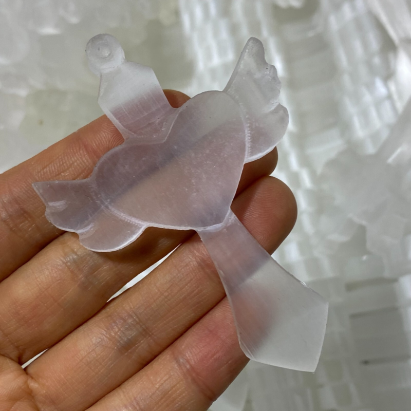 Natural Gypsum Selenite Cross  Hand Carved Quartz Crystal Reiki healing 1PC