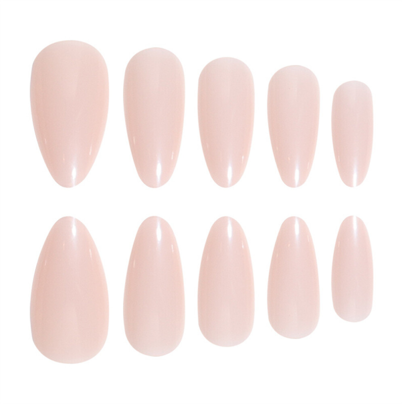 Glossy Nude Color False Nail Short Almond Press on Nails for Nail Art 24pcs