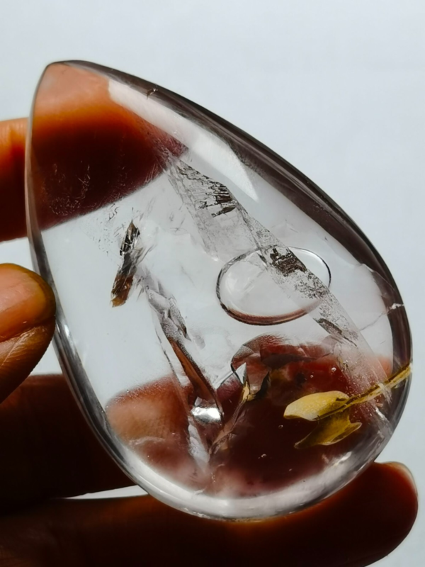 Tibetan Manifestor Crystal Oval 1 Big Visible Moving Bubble Enhydro  2.44 in
