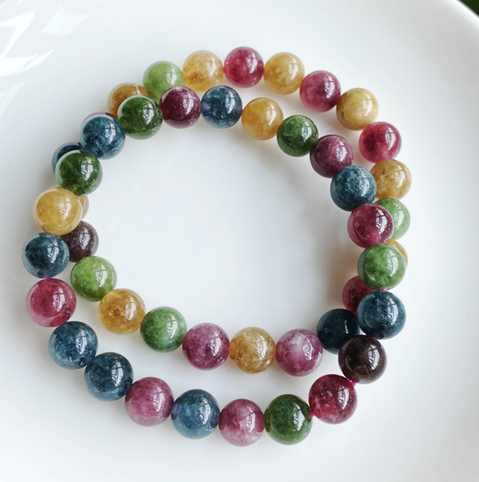 8.3mm2Natural Color Tourmaline Crystal Women's Beads BraceletAAA