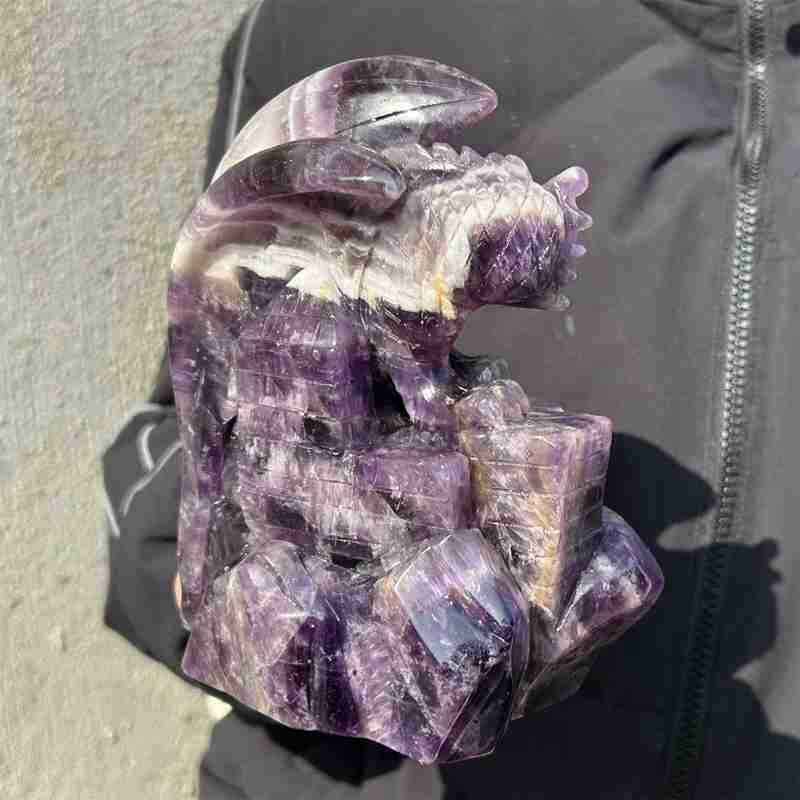 1.74kg Natural dreamy amethyst Dragon Castle carved Quartz Crystal skull Healing
