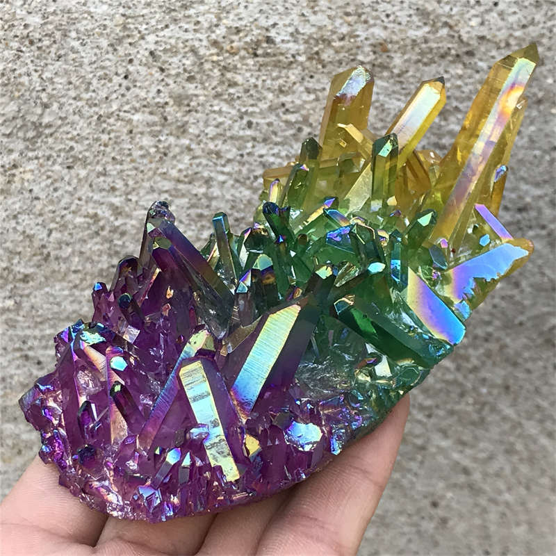 240g Titanium Cluster Quartz Crystal Specimen Mineral Point Healing
