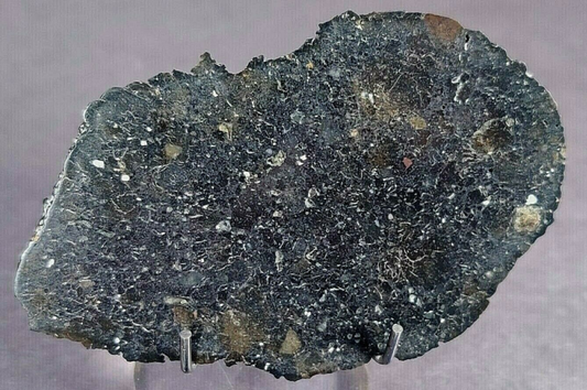 11.35 gr NWA 13757 LUNAR MELT BRECCIA MOON METEORITE POLISHED SLICE CRUSTED