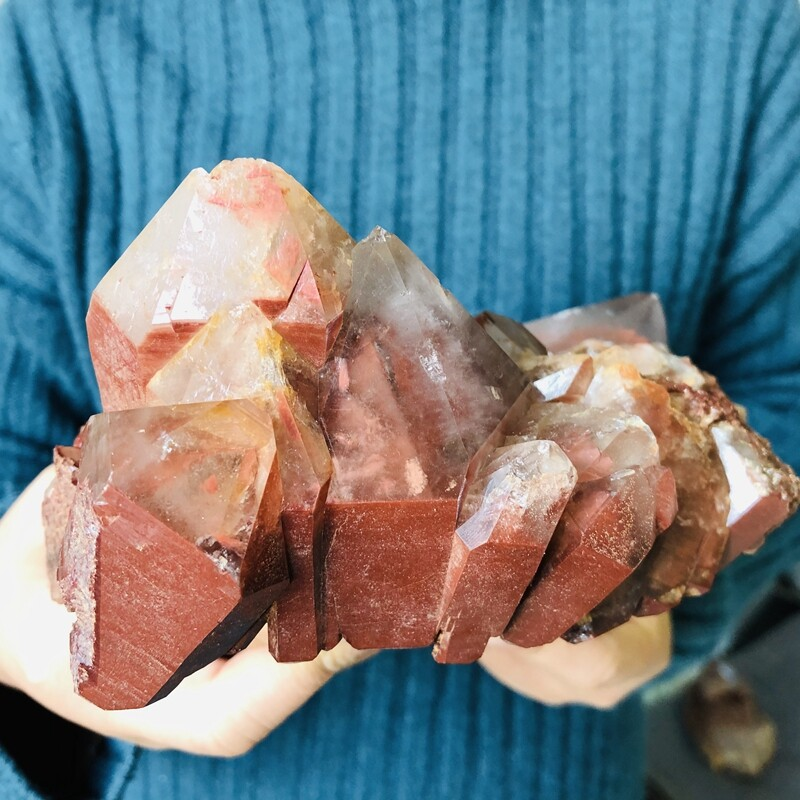 5.2lb Natural Red Ghost Pyramid Quartz Crystal Cluster Vug Raw Mineral Specimens