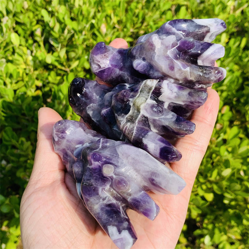 1pc Natural dream amethyst dragon Quartz Crystal skull Reiki Healing